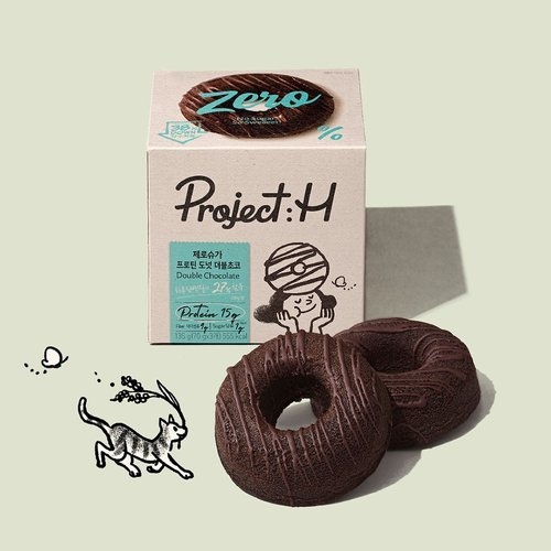 프로젝트 H 제로슈가 프로틴 도넛 더블초코 3개입 135g