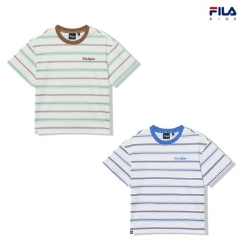 휠라 키즈 스트라이프 루즈핏 티셔츠 (FK262RS07X007)