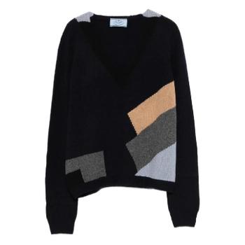 기하학 패턴 V넥 스웨터 P24S951H3S
