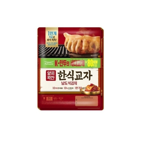 풀무원 얄피꽉찬 한식교자 남도식 김치 만두 440g (10개)_이미지