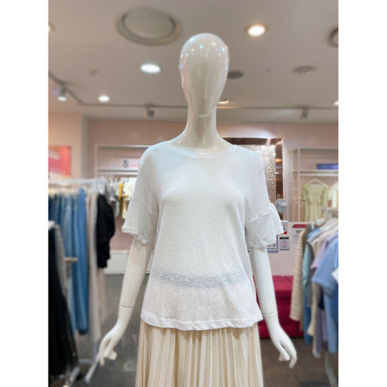 오조크 린넨 혼방 프릴소매 티셔츠 FOQMCTA501H_이미지