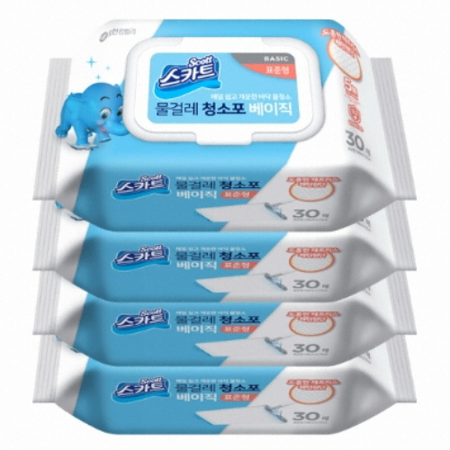 유한킴벌리 스카트 ㅤ물걸레 청소포 베이직 표준형 30매 (4개(120매))_이미지