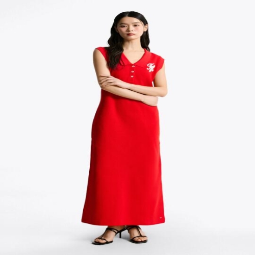타미힐피거 여성 슬리브리스 맥시 폴로 드레스 T22F1CDR951WT1 / 런웨이 컬렉션
