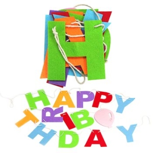 펠트 생일 가랜드  P  파티 배너 용품 장식 소품 풍선