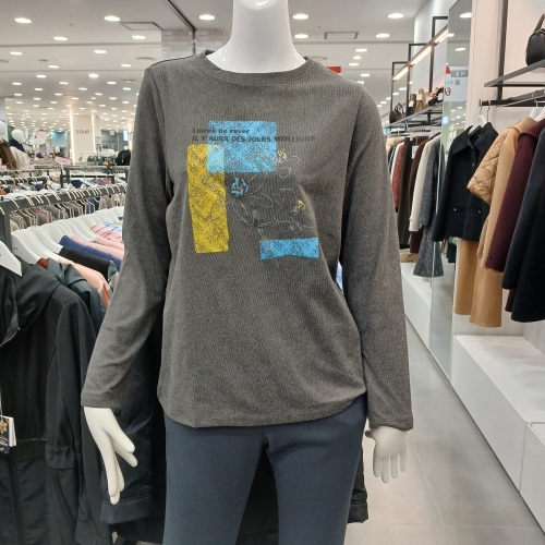 패션그룹형지 샤트렌 프린트 기본핏티셔츠 HCESTS802A_GN