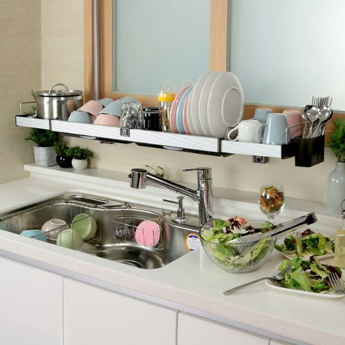 트리플 퀸 길이 조절 창문형 식기 건조대 1200 1단