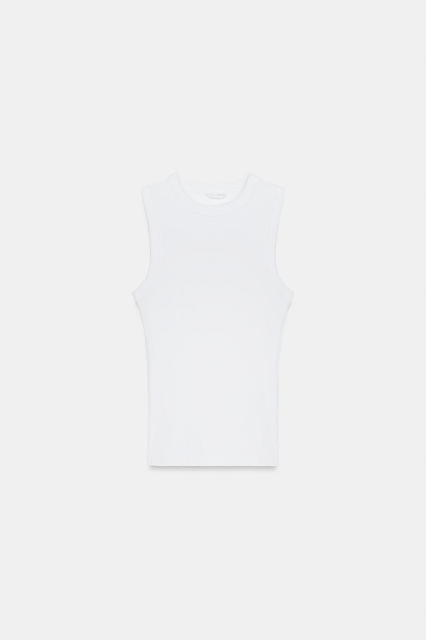 자라 국내 리브드 스트랩 탑 화이트 4424/300/250 3375706_이미지