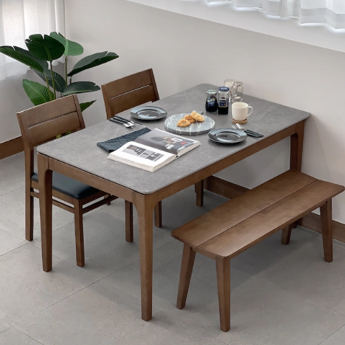 로포텐 키마 세라믹 식탁 1400 (의자2개+벤치1개)_이미지