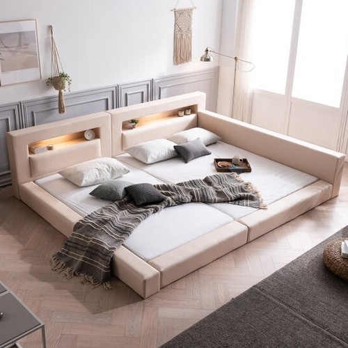 아이홈가구 라샘 비플렛 LED 저상형 패밀리침대 Q+Q (본넬스프링)_이미지