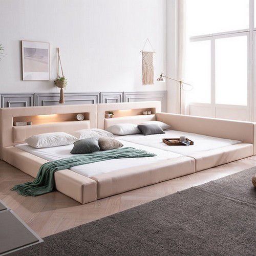 아이홈가구 라샘 비플렛 LED 저상형 패밀리침대 Q+Q (본넬스프링)_이미지