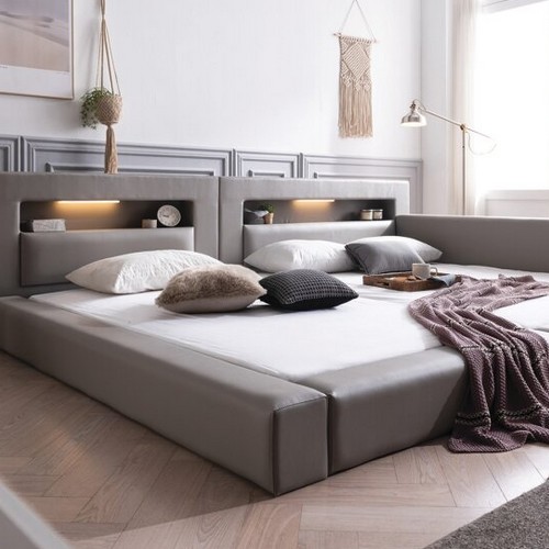 아이홈가구 라샘 비플렛 LED 저상형 패밀리침대 Q+Q (본넬스프링)_이미지