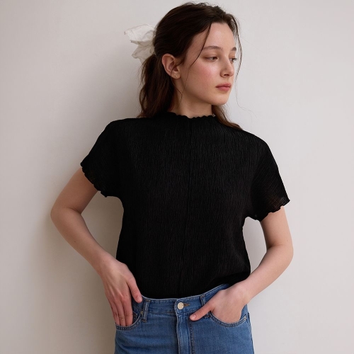 비뮤즈맨션 Waving wrinkle top Black BE25HSTP005