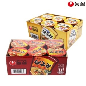 너구리 매운맛 62gx6입 + 순한맛 63gx6입 세트 컵라면 작은컵 캠핑 간식 라면