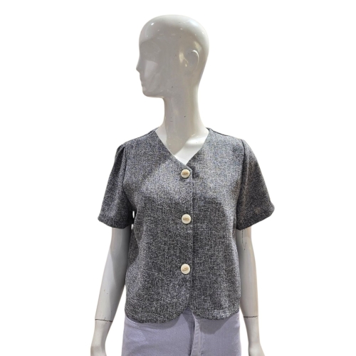 Ab.f.z 브이넥 쓰리버튼 반팔 트위드 자켓 AGNZ5QJ36G_이미지