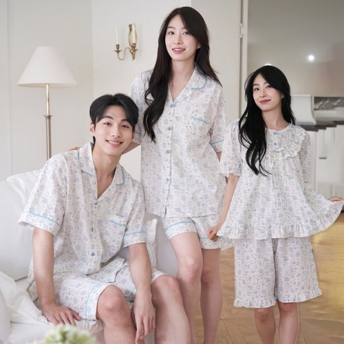 여성 면 잠옷 남자 파자마 반팔 커플잠옷 신혼부부 연인 곰돌이 24S206-106 순면