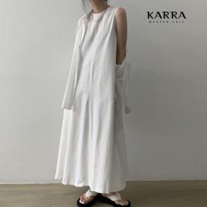  KARRA 린넨터치슬리브리스롱원피스_A3F0975
