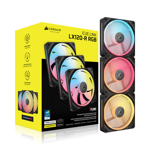 CORSAIR iCUE LINK LX120-R RGB STARTER KIT Reverse (3팩, 블랙)_이미지