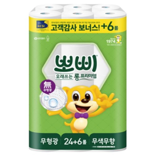 유한킴벌리 뽀삐 오래쓰는 롱 프리미엄 30m (30롤) (1팩)