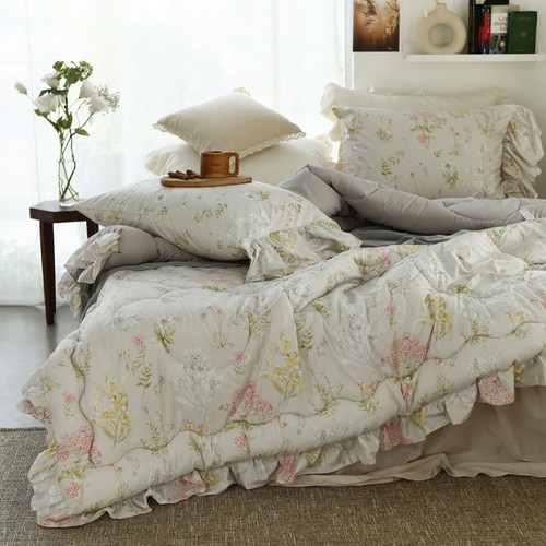 아망떼 센티멘탈 순면 프릴 차렵이불 풀세트 (퀸 Q)_이미지