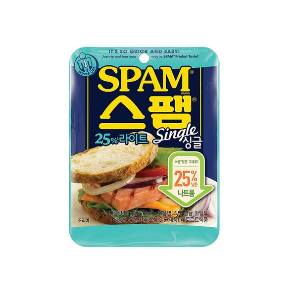 CJ제일제당 스팸 싱글 25% 라이트 80g (4개)_이미지