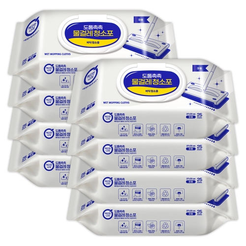 깨끗한나라 도톰촉촉 물걸레 청소포 캡형 대형 25매 (8개(200매))_이미지