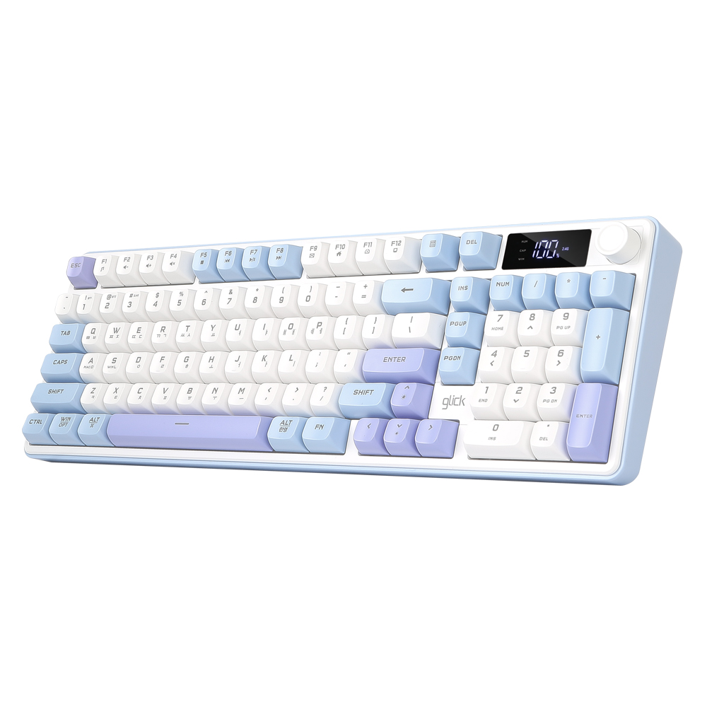 지클릭커 OFFICEPRO WK50 사일런스 M RGB 풀윤활 무소음 방수 무선 블루투스 LCD 98 (Sky City)_이미지