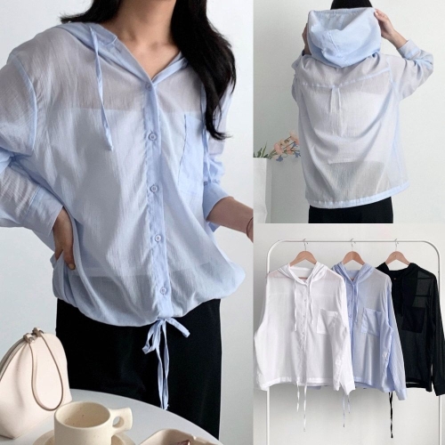 아이우먼 위쉬몰 SM 샤인시스루끈후드남방 U490H505 빅사이즈_이미지