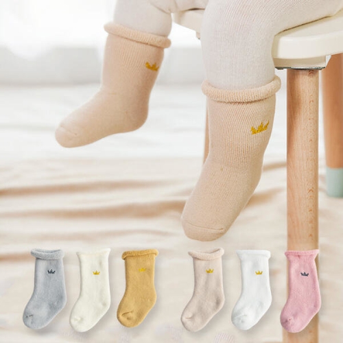 엠케이 도톰 크라운 긴목 아동양말 3종1세트 XS-M 300035_이미지