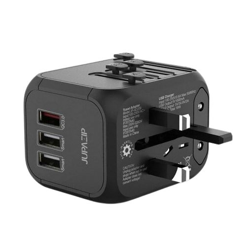 JUPAZIP QC3.0 3포트 여행용 충전기 JU-AD201