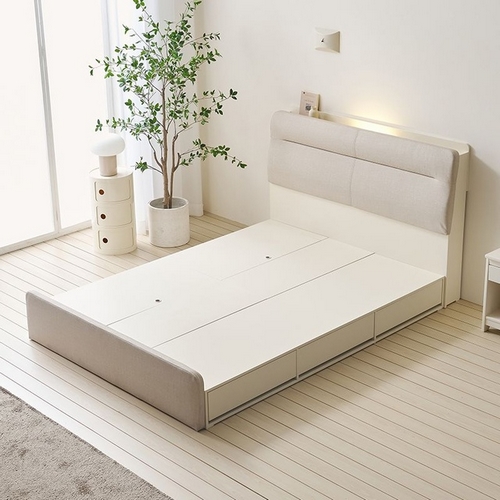 밀키웨이 니코 프리미엄 패브릭 레더 수납 LED침대 Q (독립스프링)_이미지