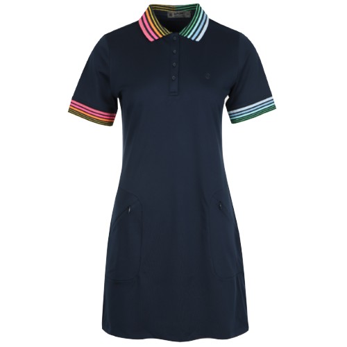 지포어 플리츠 콘트라스트 카라 반팔원피스 G4LS23D11TWLT_이미지