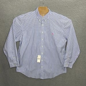 폴로 뉴 블루 체크 코튼 셔츠 1X 빅 버튼다운 2456666 단일사이즈_이미지