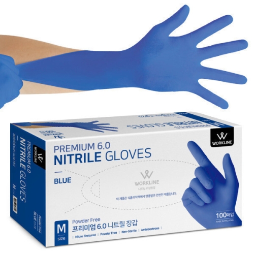 프리미엄6.0 니트릴 위생장갑 블루 100매