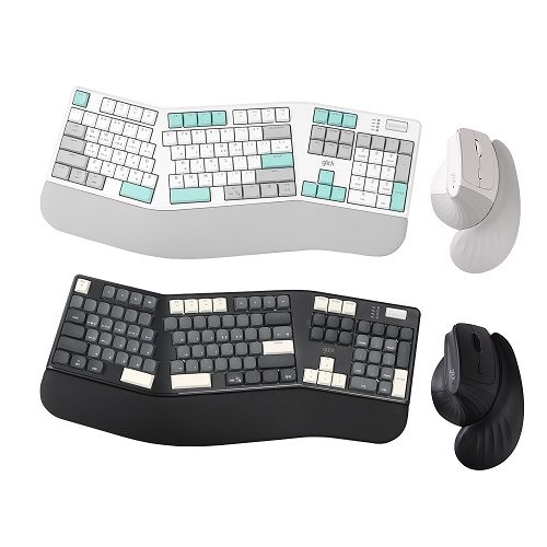 지클릭커 OFFICEPRO 에르고M EMK800 무선 기계식 키보드 마우스 세트 (베이지 블랙)