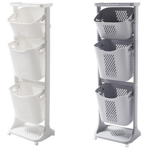 네이쳐리빙 VER.2 대용량 트롤리 스윙 3단 빨래바구니_이미지