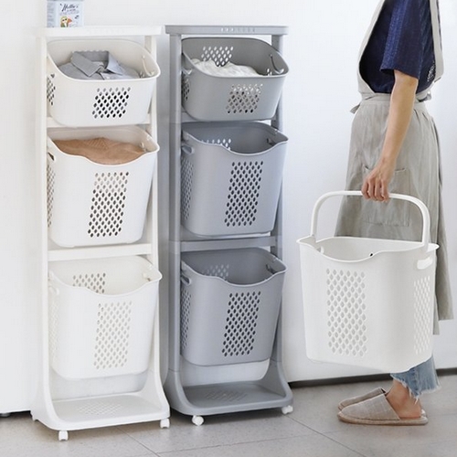 네이쳐리빙 VER.2 대용량 트롤리 스윙 3단 빨래바구니이미지입니다. 누르면 해당 게시물로 새창이동합니다.