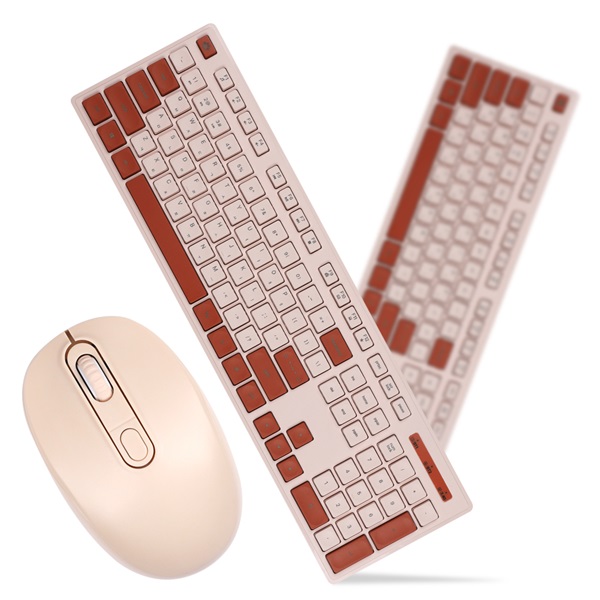 몬스타 가츠 X104W 콤보 무선 키보드 마우스 세트 (아몬드 오트밀)