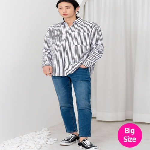리빌모아 남자 빅사이즈 일자 슬림 데님 스판 청바지 DJ2-JEA-SSIN80033