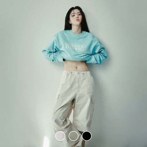 지오다노 415512 한소희 코튼/텐셀 카고 파라수트 팬츠_이미지