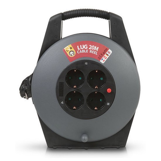 러그박스 4구 블랙 케이블 릴선 (20m)_이미지