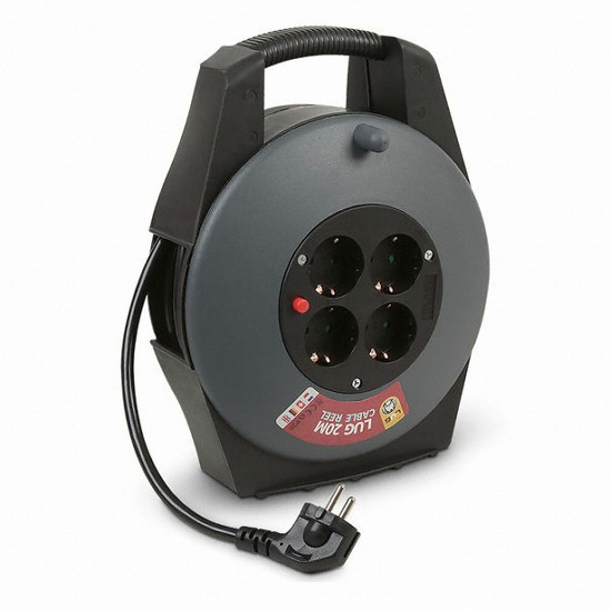 러그박스 4구 블랙 케이블 릴선 (20m)_이미지