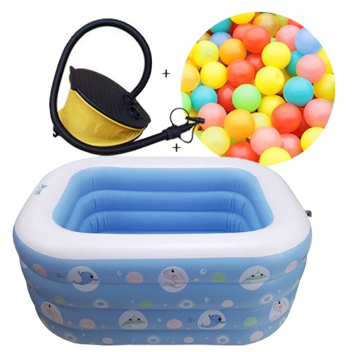 베이비캠프 파스텔 돌고래 풀장세트 130cm (풀장+발펌프+볼200개)_이미지