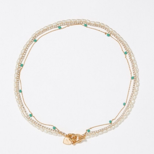 빔바이롤라 골드 체인 펄 더블 레이어 목걸이 B256AIU002IVF