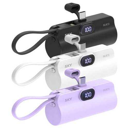스카이랩 스카이 필 X13 미니 LED 도킹형 보조배터리 SKY-X13LCL 5000mAh (C타입+8핀)_이미지