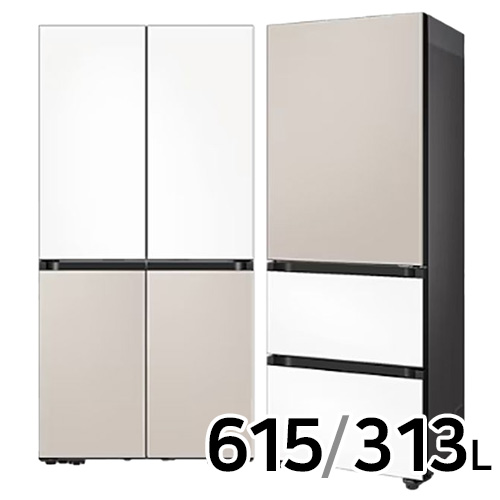 삼성전자 비스포크 키친핏 새틴 RF60DB9KF2AP (화이트+베이지) + RQ33C7441AP (베이지+화이트)_이미지