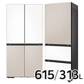 삼성전자 비스포크 키친핏 새틴 <b>RF60DB9KF2AP</b> (화이트+베이지) + RQ33C7441AP (베이지+화이트)