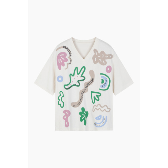 베네통 프린트 티셔츠 BATS91431_이미지