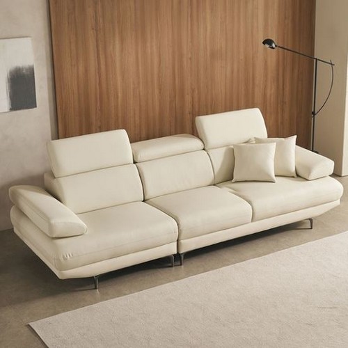  우아미가구 브엘 무빙헤드 실리콘 가죽 소파 4인용 [스툴별도]