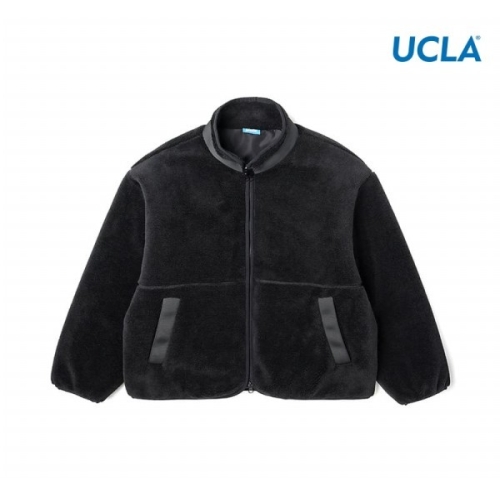 유씨엘에이 공용 양털 하이넥 배색 집업 점퍼 블랙 UZBUJ80 39_이미지