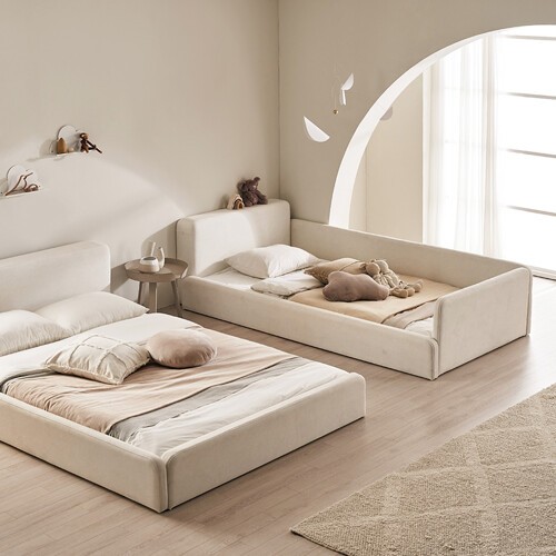 장인가구 하랑 패브릭 슬림헤드 수납가드 데이베드 침대 SS (12T낮은본넬)_이미지